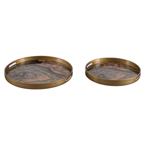 ZUO Mundi Green Geode Trays (Set of 2)