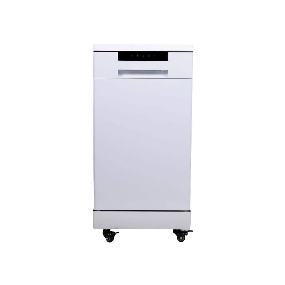 18 in. White Electronic Portable 120-volt Dishwasher with 3-Cycles with 8 P