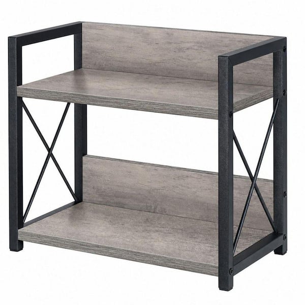 2-Tier Wood Kitchen Countertop Organizer, Spice Rack for Pantry, Wood Coffee Counter Shelf Organizer (Gray, S)
