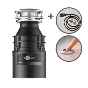 Badger 700, 3/4 HP Continuous Feed Kitchen Garbage Disposal w/ Power Cord and Air Switch in Satin Nickel, Badger Series