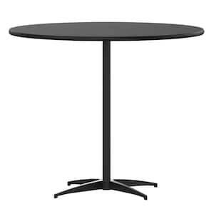 Lars Contemporary Black Wood 36 in. Cross Leg Dining Table Seats of 4 with 30 in. and 42 in. Columns