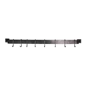 Handcrafted 30 in. Hammered Steel Easy Mount Wall Rack with 6-Hooks