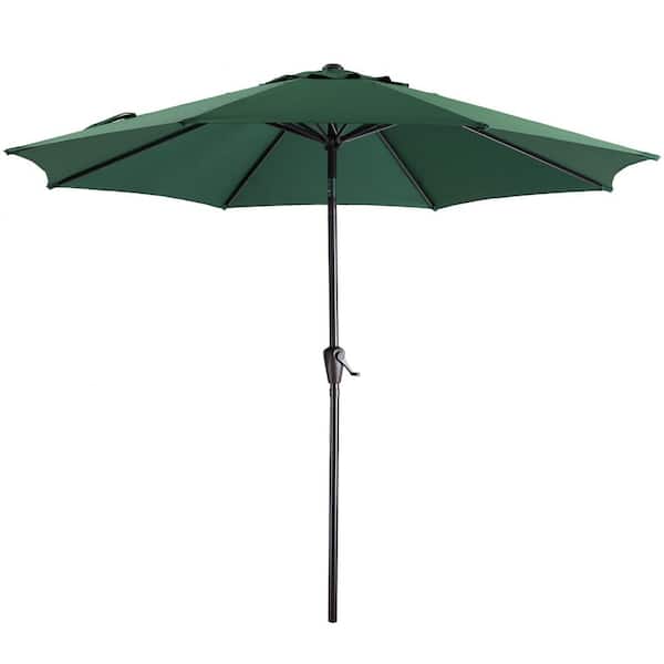 Clihome 9 ft. Steel Market Tilt Patio Umbrella in Green with Push Button