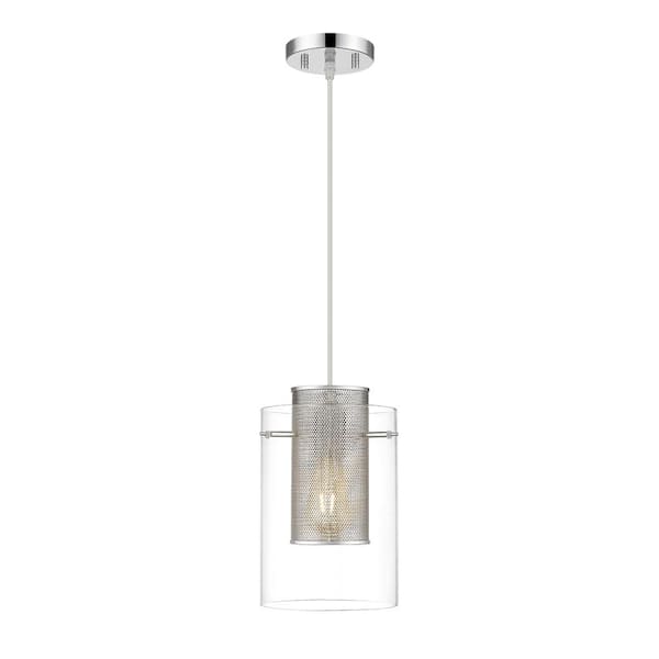 OVE Decors Elestren I 1-Light 6 in. Chrome Ceiling Pendant Light with Clear Glass
