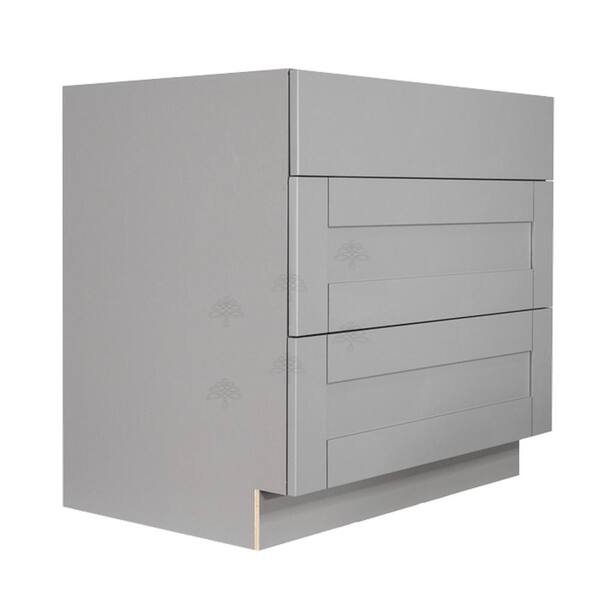 LIFEART CABINETRY Anchester Assembled 27x34.5x24 in. Base Cabinet with 3 Drawers in Light Gray