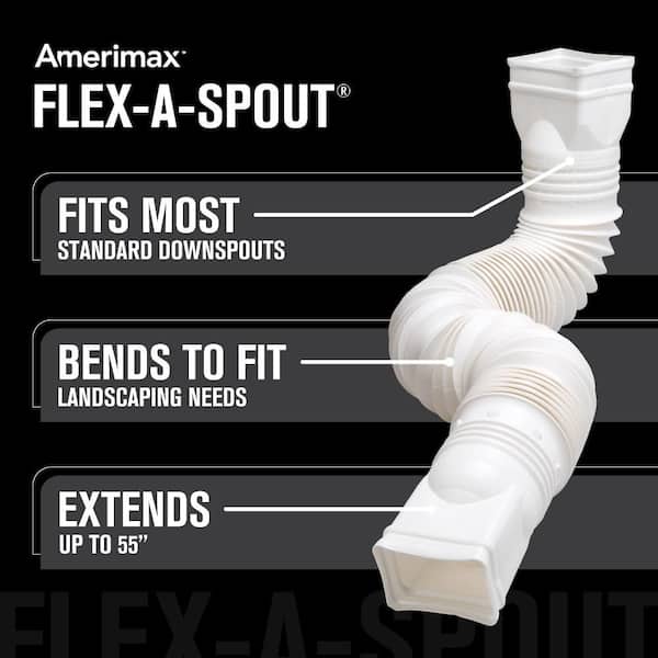 Flex A Spout 55 in. White Vinyl Downspout Extension