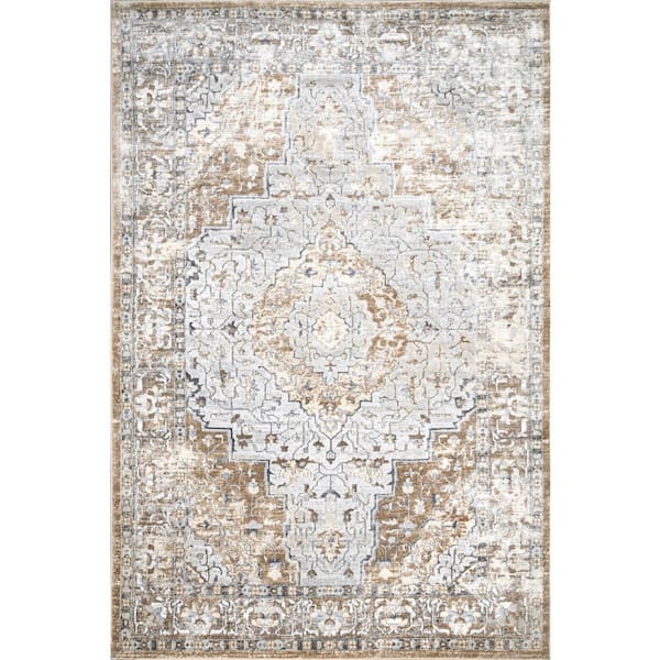 nuLOOM Vintage Medallion Thea Beige 4 ft. x 6 ft. Area Rug