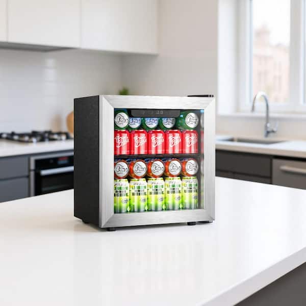 1.3 cu. ft 16.93 in. Single zone 48-Cans or 12 Bottle Beverage Cooler w/Adjustable Shelves in Stainless Steel Silver