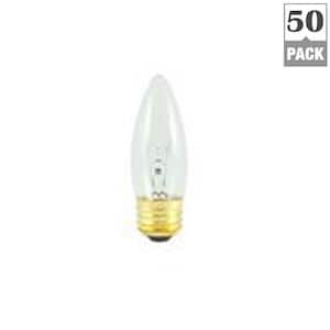 40-Watt Warm White Light B10 (E26) Medium Screw Base, Clear Dimmable Incandescent Light Bulb (50-Pack)