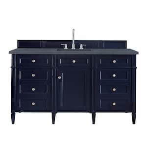 Brittany 60 in. W x 23.5 in.D x 34 in. H Single Bath Vanity in Victory Blue with Quartz Top in Charcoal Soapstone