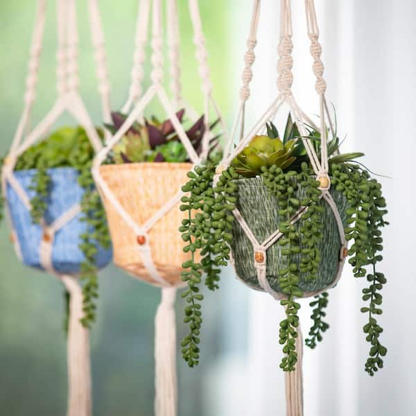 Macrame Wall Planter for Indoor Garden, Herb Planters, Indoor Plant Hanger,  Rope Hanging Flower Pot Holder, Plant Hanging Basket