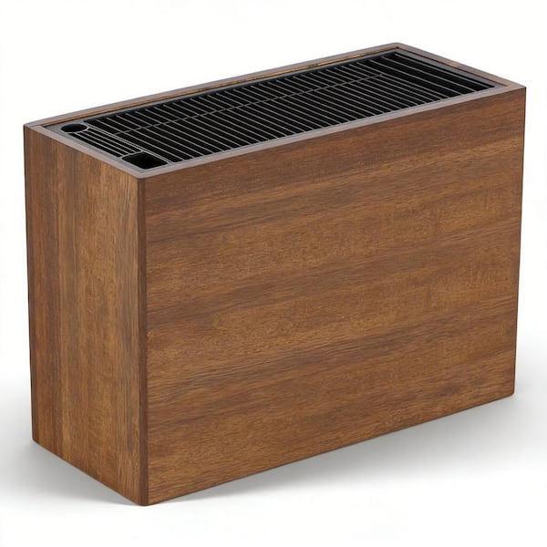 26-Knife Universal Acacia Wood Knife Block with Blade-Protecting Slots Holds 26 plus Knives Scissors and Sharpening Rods