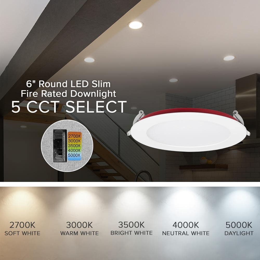 6-Inch White Aluminum Dimmable LED Downlight with J-Box