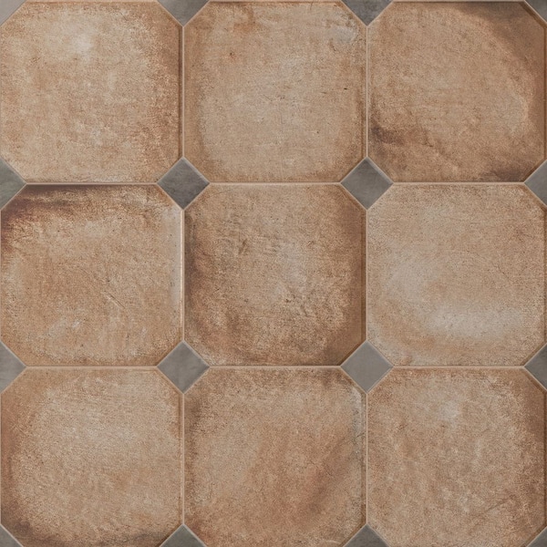 Merola Tile Laverton Octagon Natural with Taco Grafito 8 in. x 8 in. Porcelain Floor and Wall Tile (11.25 sq. ft./Case)