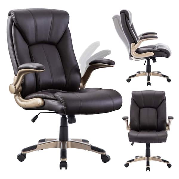 Pinksvdas Luxury Business Elite Brown Faux Leather Big and Tall Executive  office Chair with Arms and Swivel Seat T5065-BR UV - The Home Depot