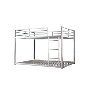 Metal White Full Bunk Bed with Ladder