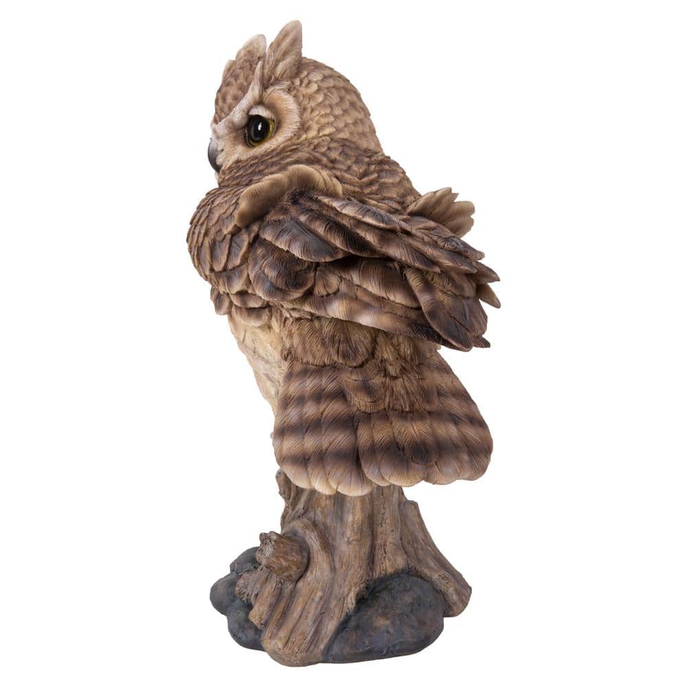Large Brown Polyresin Long Eared Owl Statue