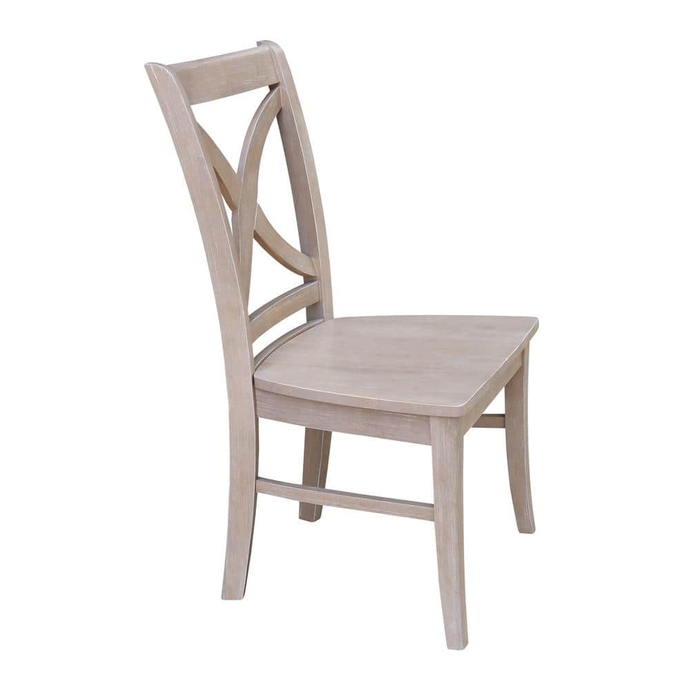 Vineyard Washed Gray Taupe Solid Wood Cross-Back Side Chair