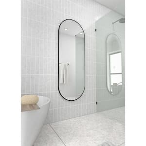 22 in. W x 60 in. H Stainless Steel Framed Pill Shape Bathroom Vanity Mirror in Black