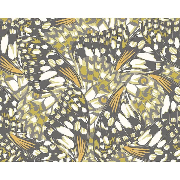 Brewster 19.7 in. x 0.025 in. Yellow Animals Origin Murals Butterfly Wings Chartreuse Wall Mural
