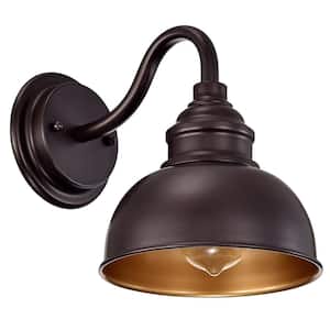 9 in. H Oil Rubbed Bronze Indoor Decorative Wall Sconce with Metal Shade