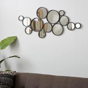 52 in. x 24 in. Bubble Cluster Round Framed Black Wall Mirror