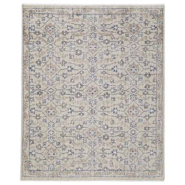 NUSTORY Brown 8 ft. x 10 ft. Rectangle Floral Wool, Cotton, Polyester Area Rug