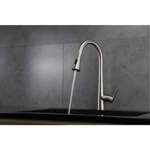 Furio Brass Single-Handle Pull-Down Spray Kitchen Faucet in Brushed Nickel