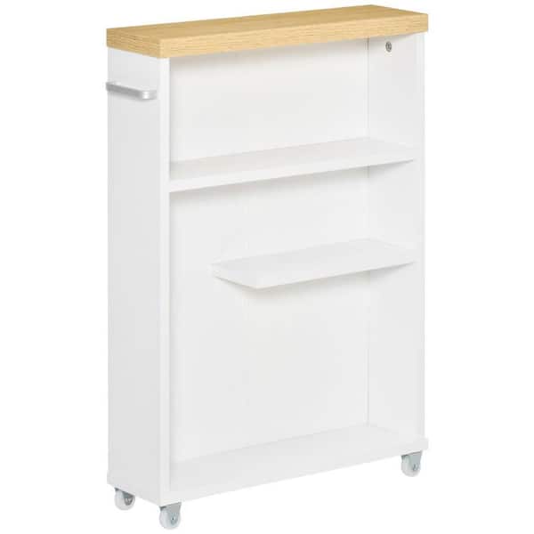 19.75 in. W x 5 in. D x 26.5 in. H Slim Pull-out Bathroom Cabinet with 4 Rolling Wheels + Handle, for Narrow Gap