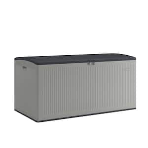 160 Gallon Extra Large Reeded Plastic Deck Box, Dovetail Gray