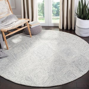 Abstract Silver 6 ft. x 6 ft. Round Geometric Area Rug