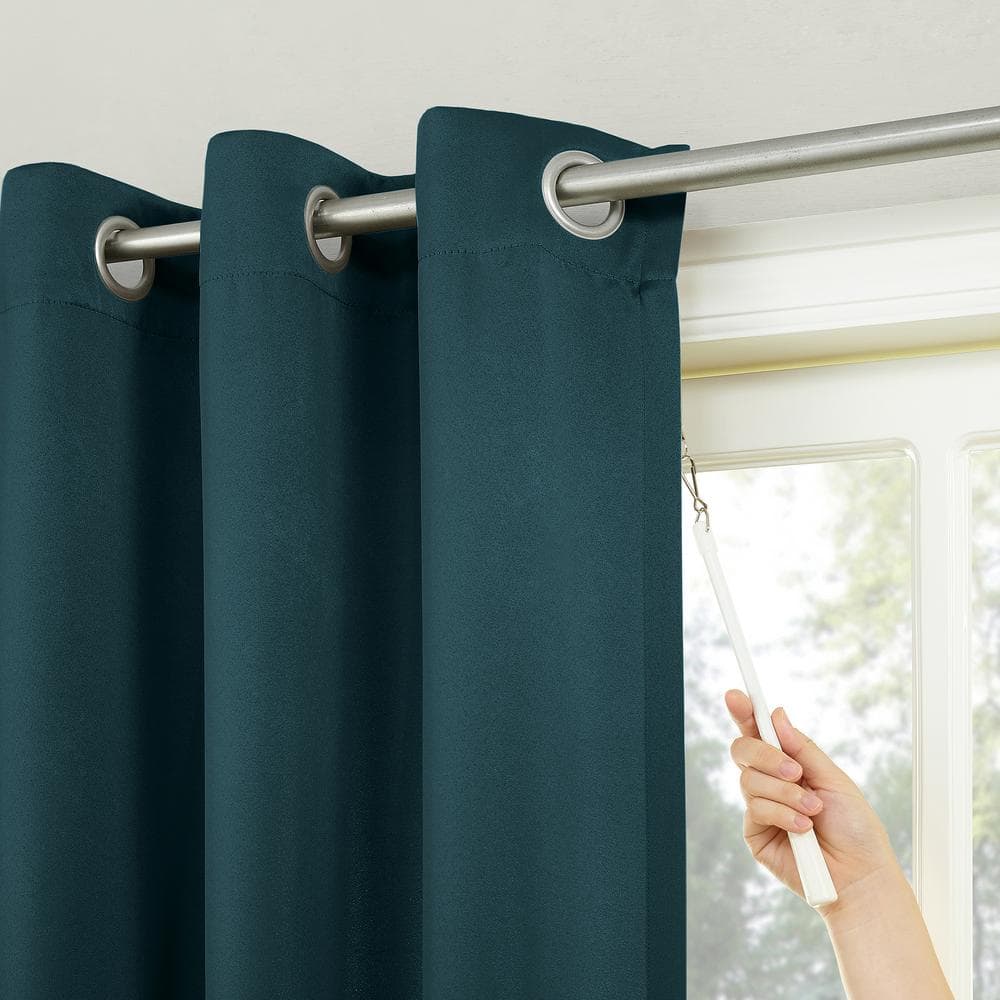 Teal Blackout Grommet Patio Door Curtain Panel, 100x84 Inch