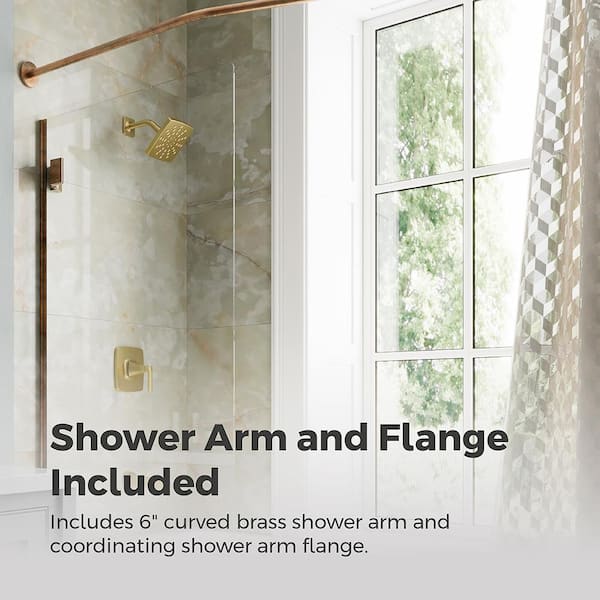 Vaneri Single Handle 1-Spray Wall Mount Tub and Shower Faucet 1.75 GPM 6 in. Brushed Gold [Valve Included]