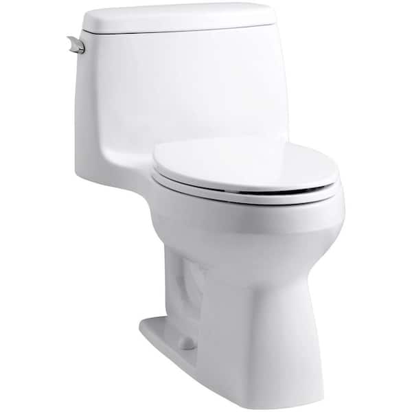 KOHLER Santa Rosa Comfort Height 1-Piece 1.6 GPF Single Flush Compact Elongated Toilet with AquaPiston Flush in White