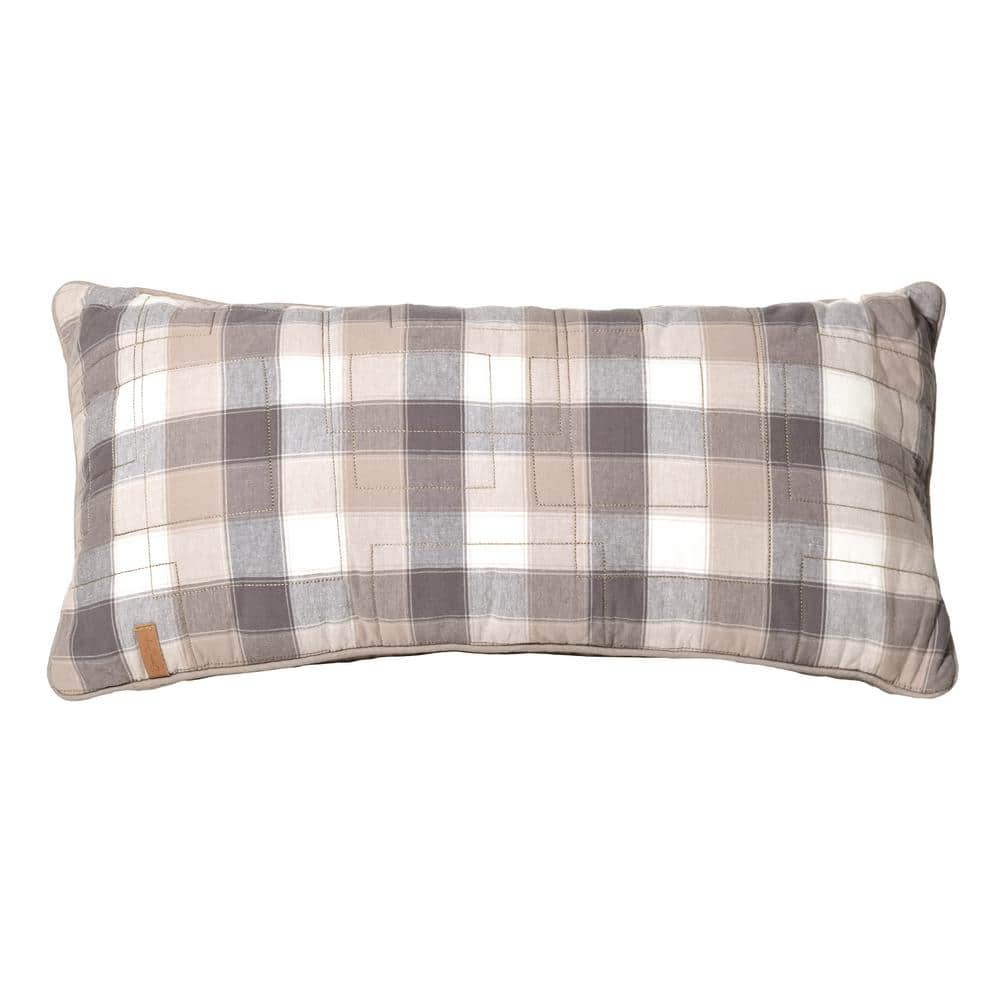 Smoky Mountain Taupe and Ivory Cotton Embroidered Pillow
