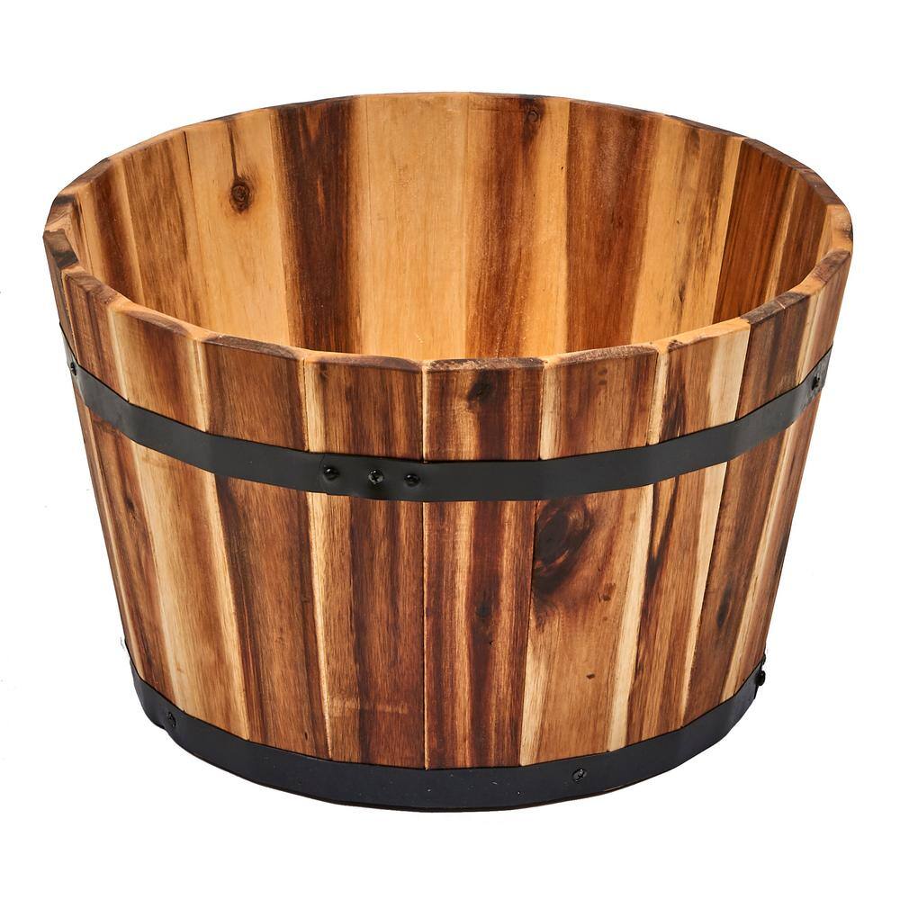11 in Wood Barrel Planter 2841C The Home Depot