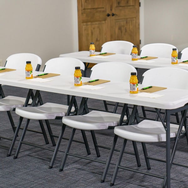Lifetime 96 in. L White Granite Resin Top Folding Seminar Table Lifetime 96 in. L White Granite Resin Top Folding Seminar Table