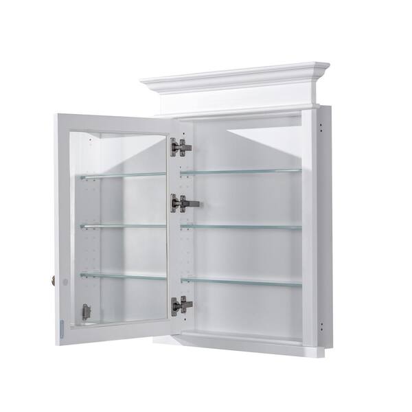 WELLFOR GRACE Solid Wood 26-in x 32-in Recessed Mount White Mirrored Soft Close Medicine Cabinet