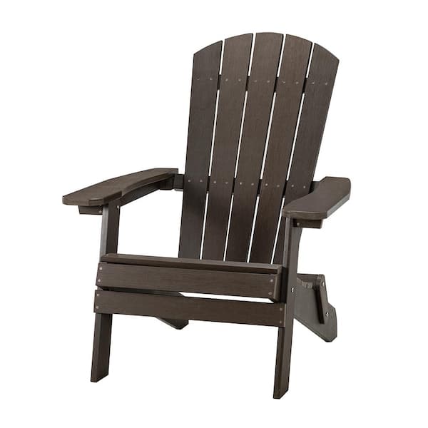 Unbranded Classic Brown Folding Plastic Adirondack Chair (1-Pack)