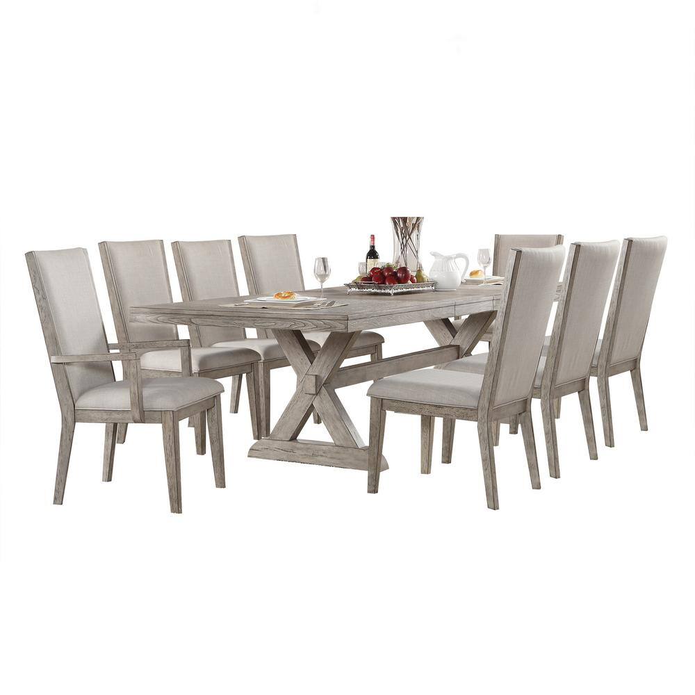 Gray Oak 82" Rectangular Dining Table with Trestle Base
