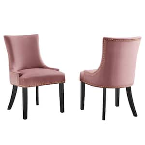 Marquis Dusty Rose Performance Velvet Nailhead Trim Dining Side Chairs (Set of 2)