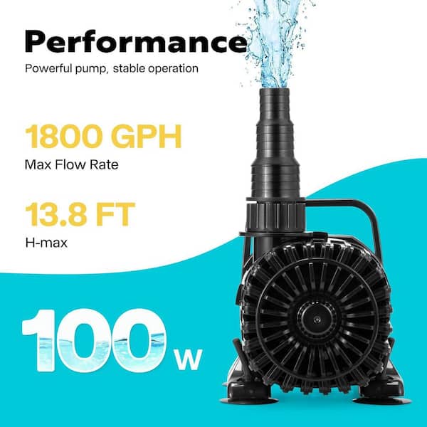 VIVOHOME 100W 1800GPH Submersible Water Pump with 180° Adjustable