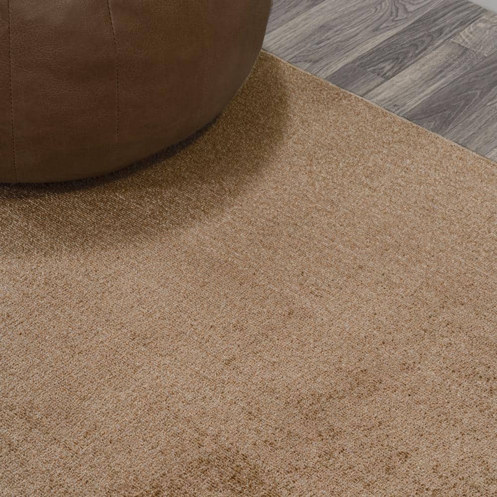 Brown Synthetic 4' x 6' Washable Reversible Area Rug