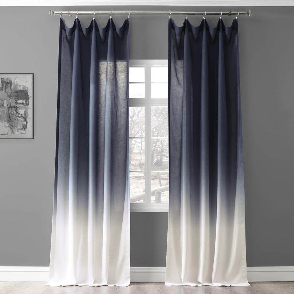 Exclusive Fabrics Furnishings Ombre Blue Ombre Rod Pocket Sheer Curtain 50 In W X 96 In L Felcomb1707 96 The Home Depot