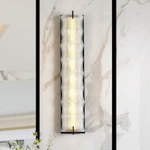 Isthaoncy Modern 1-Light Matte Black Dimmable Wall Sconce with Resin Shade