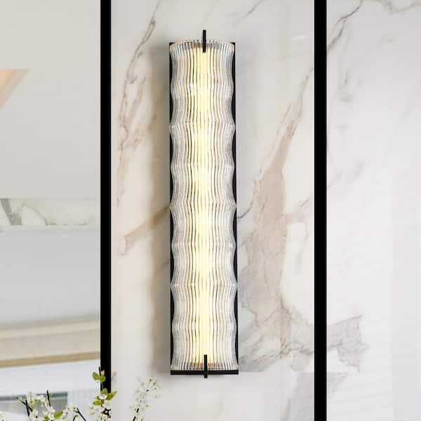 LNC Isthaoncy Modern 1-Light Matte Black Dimmable Wall Sconce with Resin Shade