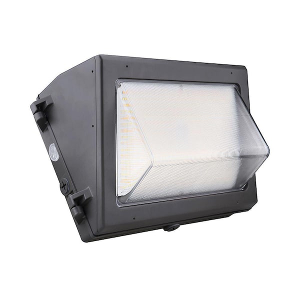 Euri Lighting 400-Watt Equivalent Integrated LED Black Wattage Selectable Wall Pack Light, 5000K