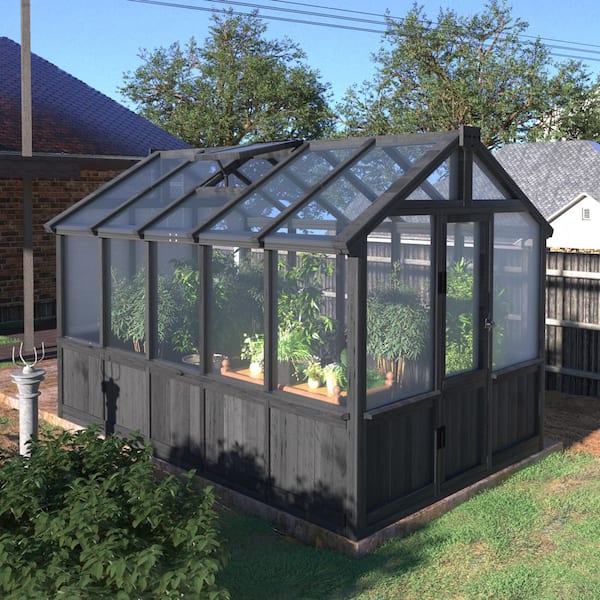 VEIKOUS 6 ft. x 10 ft. Wooden Black Garden Greenhouse with Multi