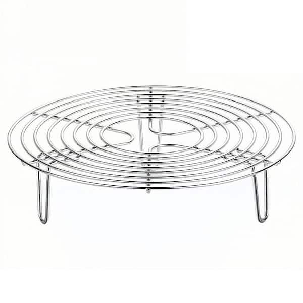 Stainless Steel Silver Round Cooling Rack Steam Trivet Cooking Rack for Air Fryer Instapot Cake Pans 1 Piece