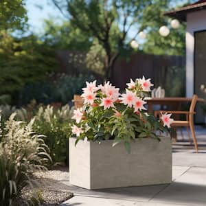Modern 15 in. High Large Tall Elongated Square Light Gray Outdoor Cement Planter Plant Pots